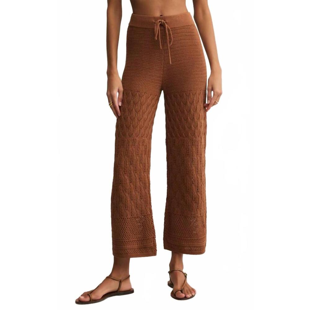 NEW Z SUPPLY adia crochet wide leg pants in teakwood